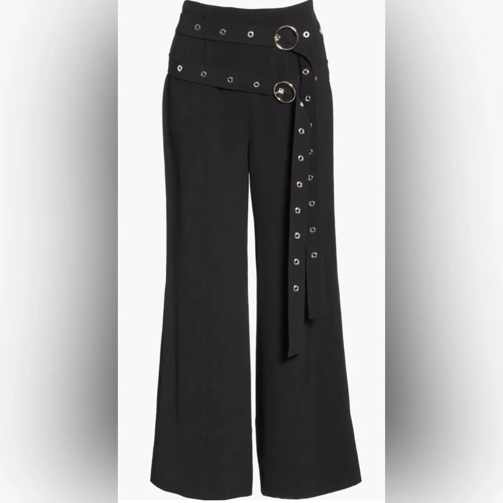 Cinq-a-Sept Jessy Pants Size 0 Black Cropped Wide Leg High waisted